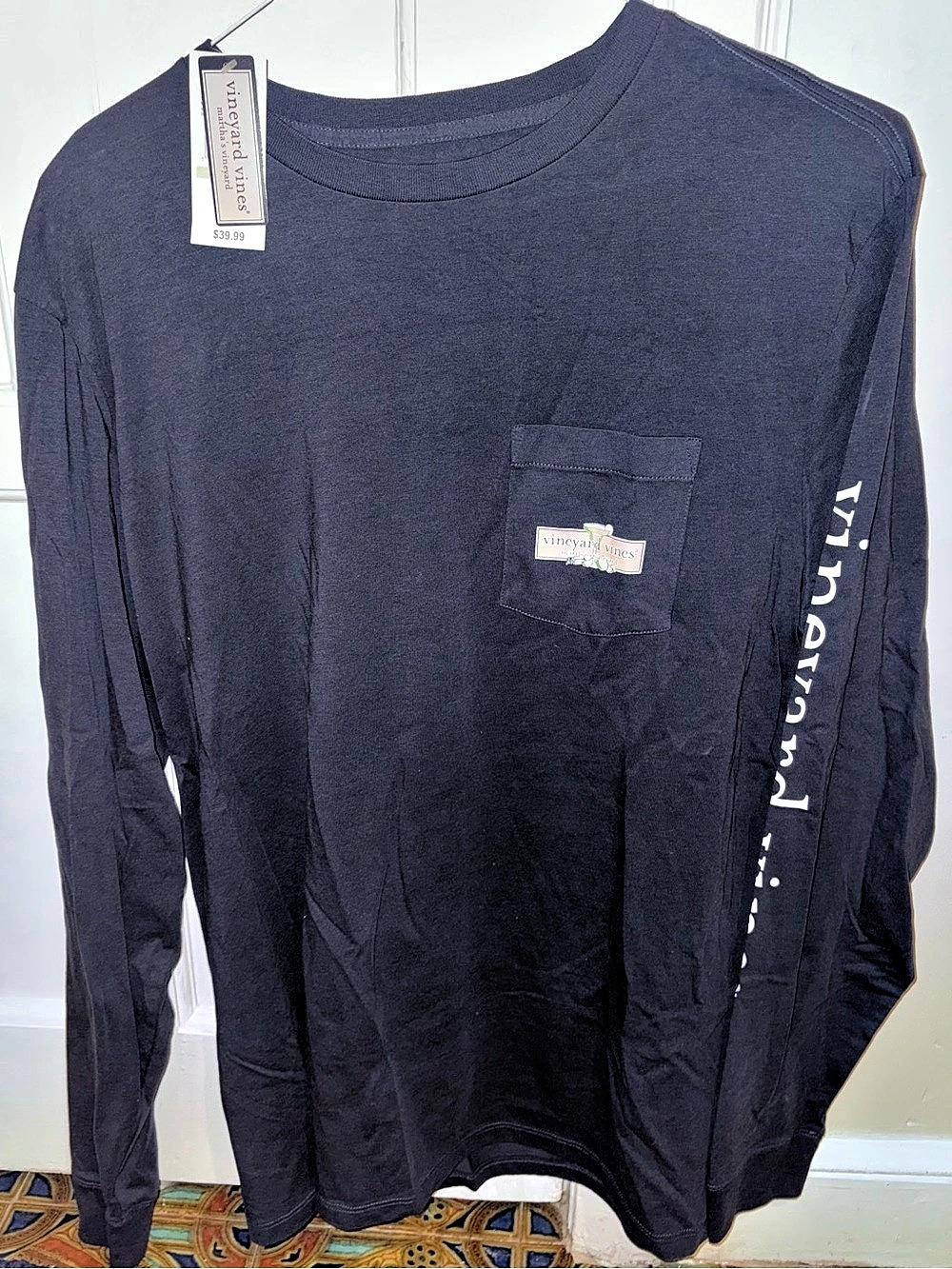Vineyard Vines Martha's Vineyard Margarita Long Sleeve Pocket Tee Blue Medium